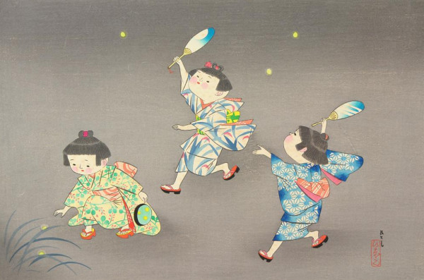 Children Chasing Fireflies by Hitoshi Kiyohara