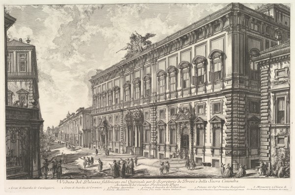 Veduta del Palazzo fabbricato sul Quirinale per le Segreterie de Brevi et della Sacra Consulta by Giovanni Battista Piranesi
