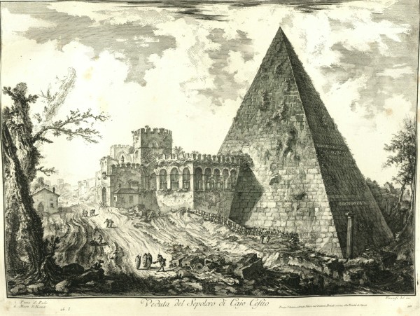 Veduta del Sepolcro di Cajo Cestio (View of the pyramid of Gaius Cestius) by Giovanni Battista Piranesi