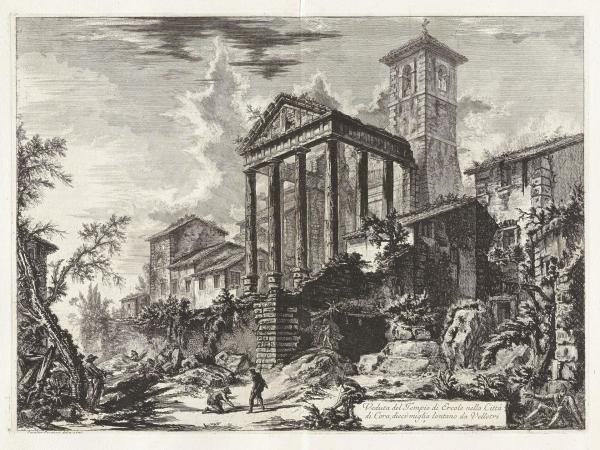 Veduta del Tempio di Ercole nella Città di Cora... (View of the temple of Hercules at Cori) by Giovanni Battista Piranesi