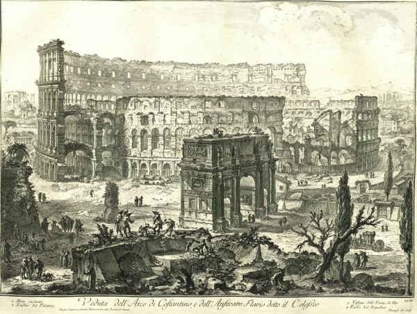 View of the arch of Constantine and the Colosseum (Veduta dell'Arco di Costantino, e dell'Anfiteatro Flavio detto il Colosseo) by Giovanni Battista Piranesi