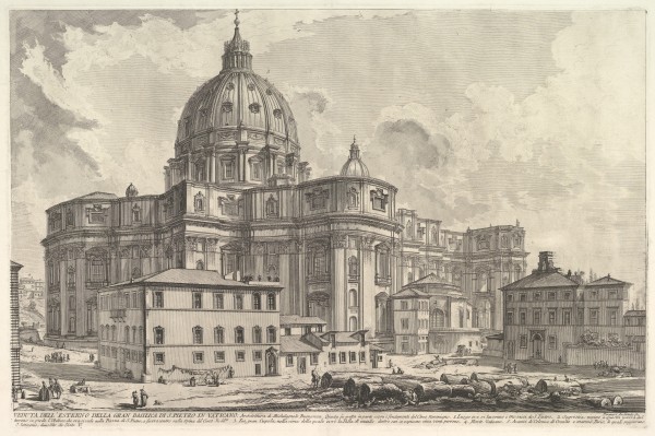 Veduta dell'esterno della gran Basilica di S. Pietro  in Vaticano (View of the exterior of St. Peter's ) by Giovanni Battista Piranesi