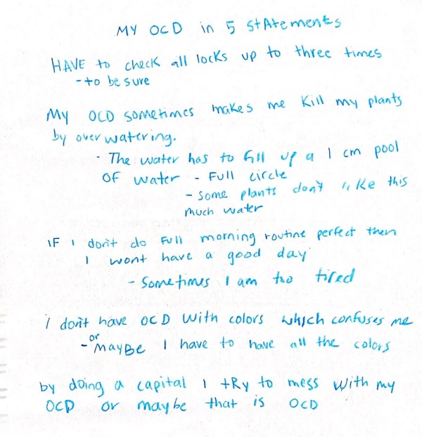 My OCD in Five Statements