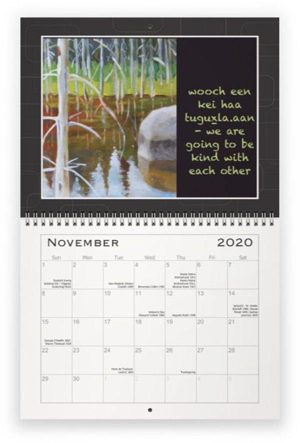 2020 Calendar - November / painting title: Glacier Pond Reflection by Barbara Craver