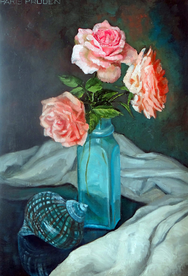 Peach Roses by Nancy Paris Pruden