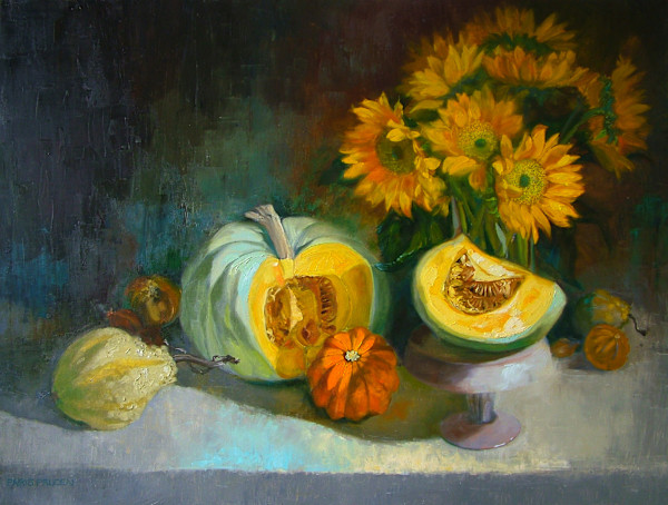 Sunflowers and Pumpkins by Nancy Paris Pruden