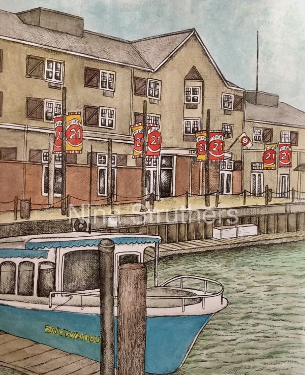 Pier 21 and Harbor House, Galveston Texas by Nina Struthers