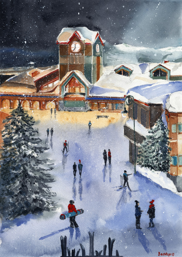 "The Sparkling Night at Big White Ski Resort" by Irina Bakumenko BEEBLAGOART