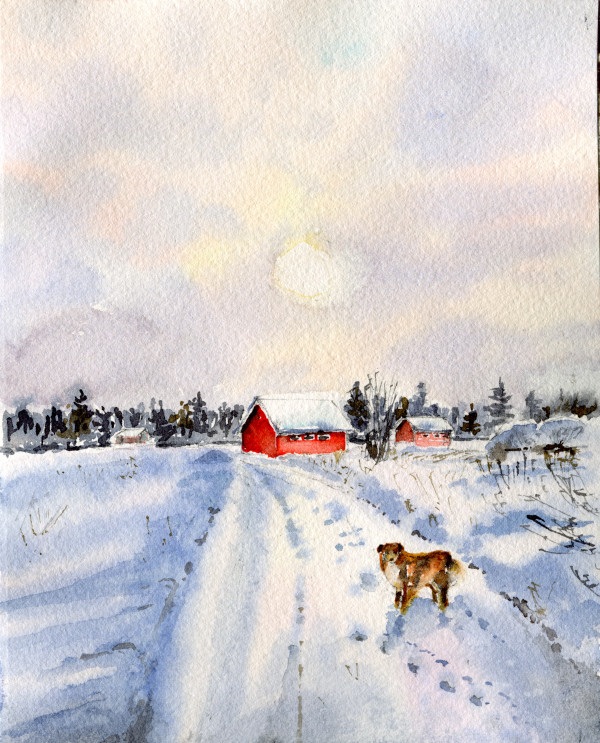 Winter  walk with the dog" (#279) by Irina Bakumenko BEEBLAGOART