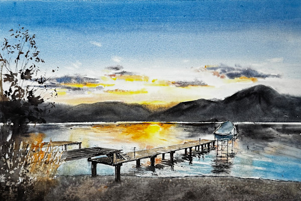 “Golden Hour at Okanagan Lake”, # 633 by Irina Bakumenko BEEBLAGOART, Image 1.