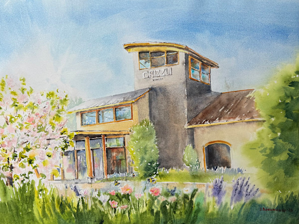 “Grizzli Winery in Spring”# 14(#639) Pollinators of the City Series (copy) by Irina Bakumenko BEEBLAGOART