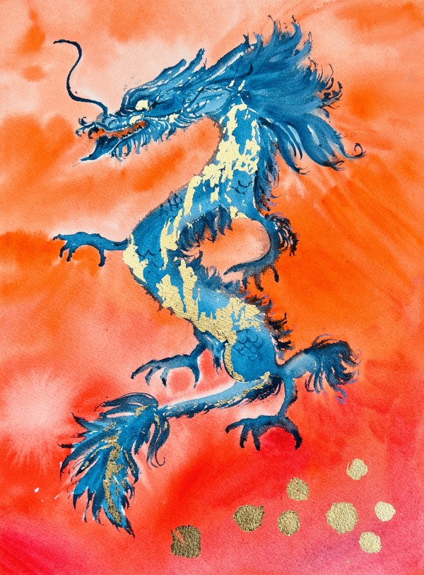 “The 2024 Dragon: A Watercolor Ode “ # 506 by Irina Bakumenko BEEBLAGOART