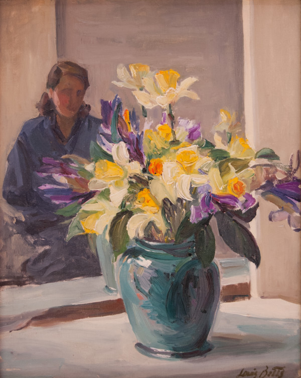Still Life with Daffodils and Figure by Louis Betts