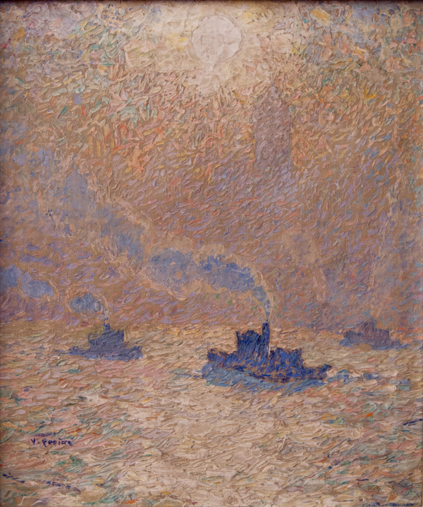 Tugboats on a River by Van Dearing Perrine