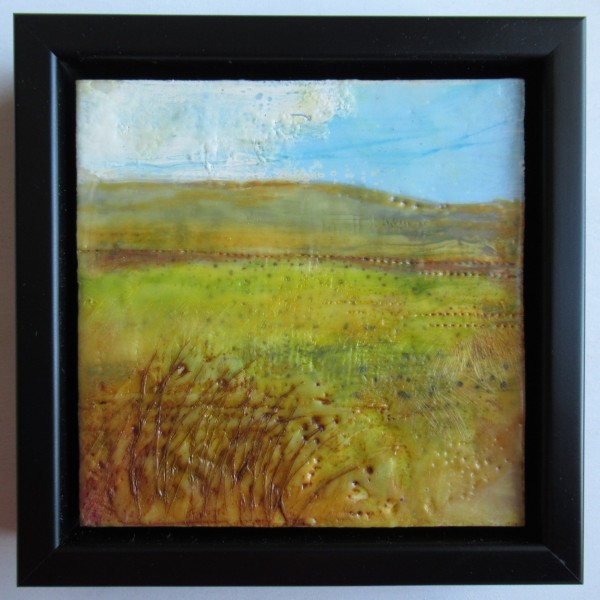 Longview - Cross Country Series  2021 6" x 6" framed  Encaustic painting