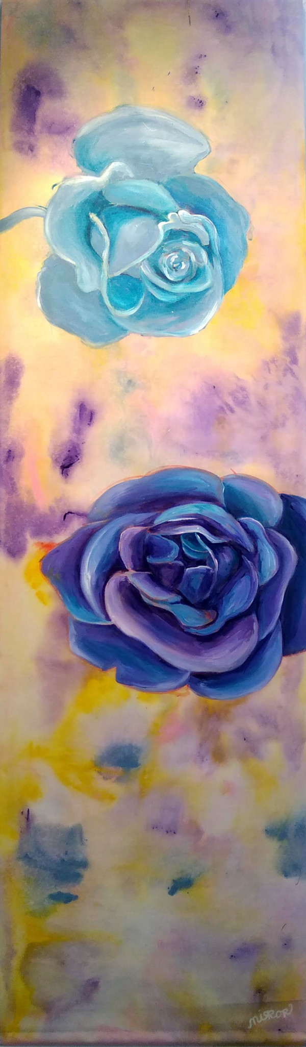 Blue Scroll (Roses) by MIRROR Art Duo