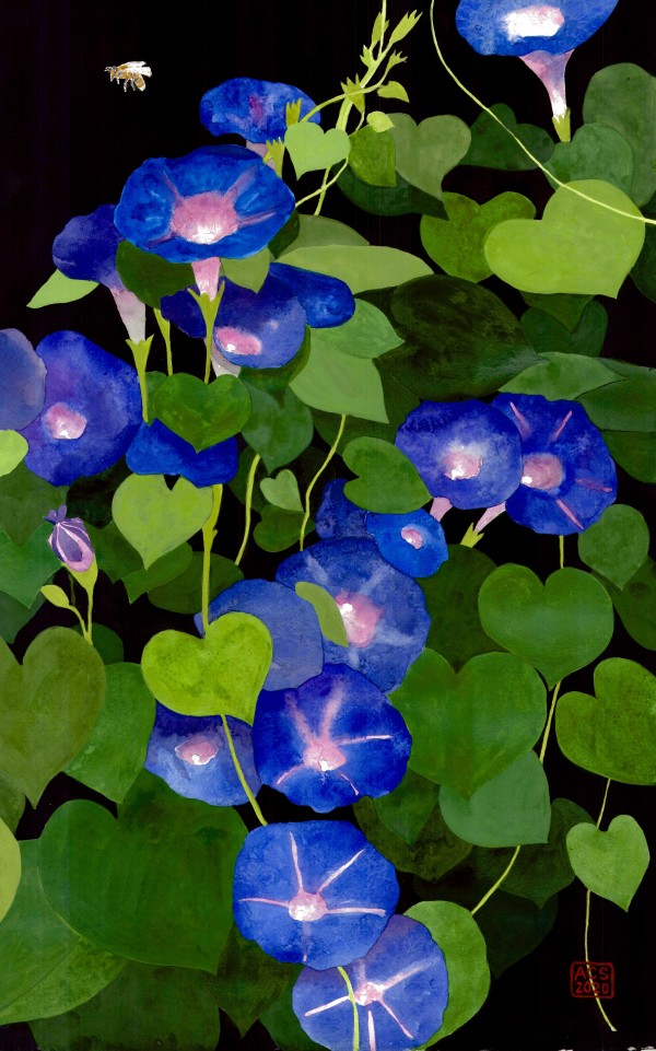 Morning Glory and Bumble Bee