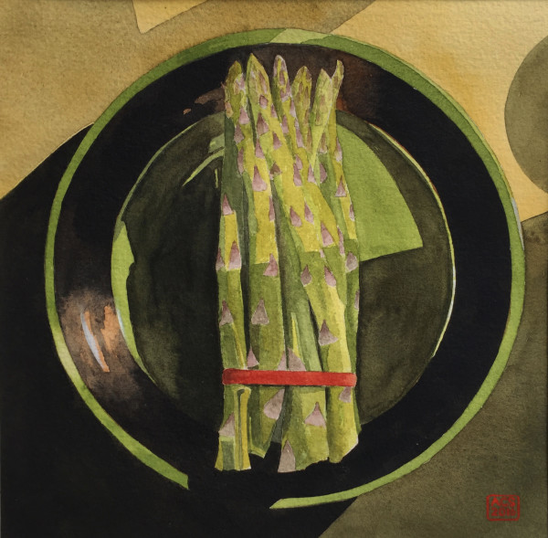 Bundle of Asparagus with Red Rubber Band