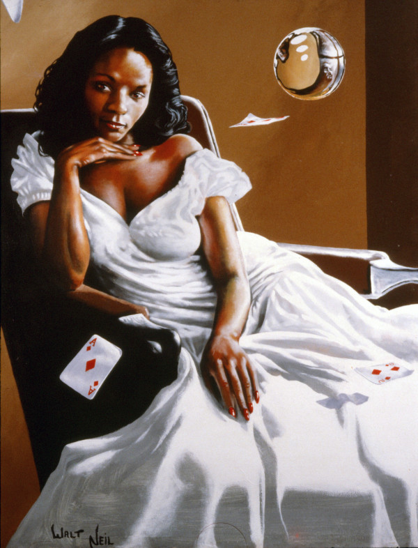 Woman In White With Ace Of Diamonds by Walt Wali Neil