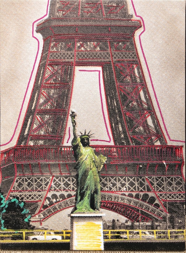 Eiffel Tower with The Statue of Liberty by Steve Kaufman