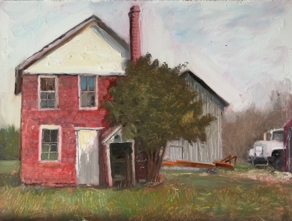 Red and White Farmhouse by jada rowland