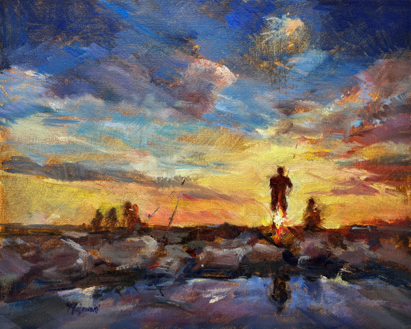 Fishing at Sunset by Carolyn Majewski