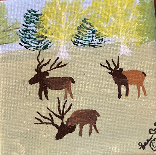 The Elk Are Grazing by Lee Gray