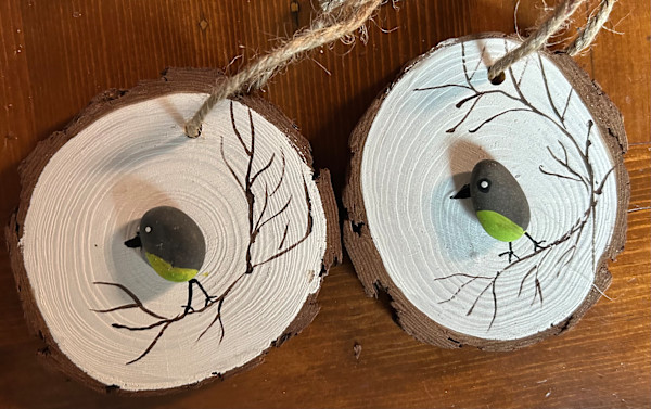 2 Lime Green - Wooden Blocks With Bird on Them by Lee Gray