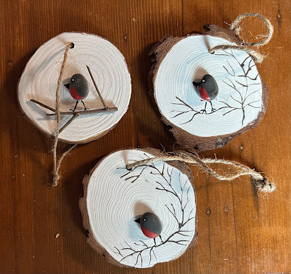 3 Dark Rust Single Bird - Wooden Block by Lee Gray