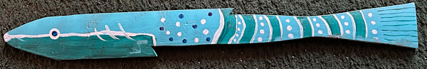 Fish #3 - Aqua Blue, Light Blue and Dark Blue and White by Lee Gray