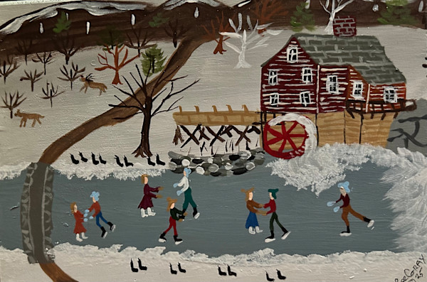 8 People Gathering - Wooden Canvas by Lee Gray