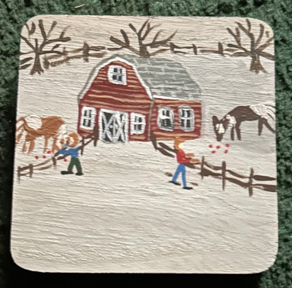 Two Horses - Wooden Coaster by Lee Gray
