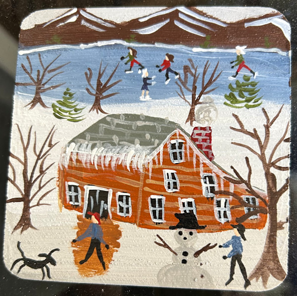 Skating Down The River - Wooden Coaster by Lee Gray