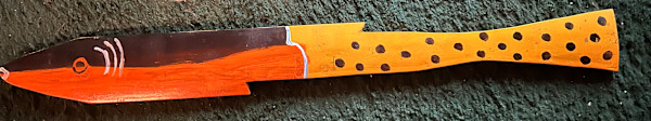 Orange - Black - Yellow - Black Dots - Wooden Fish by Lee Gray, Image 1.