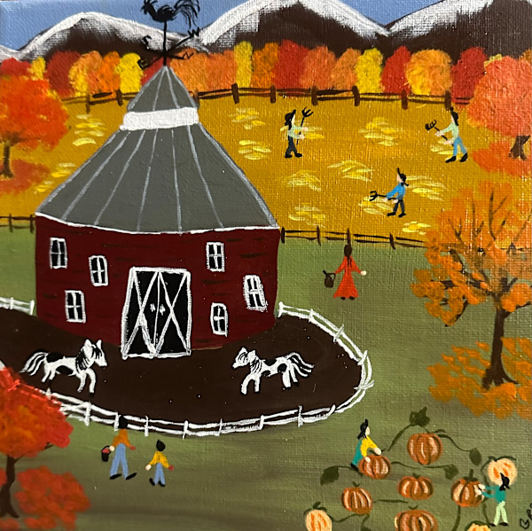 Father and Son Feeding The Horses by Lee Gray