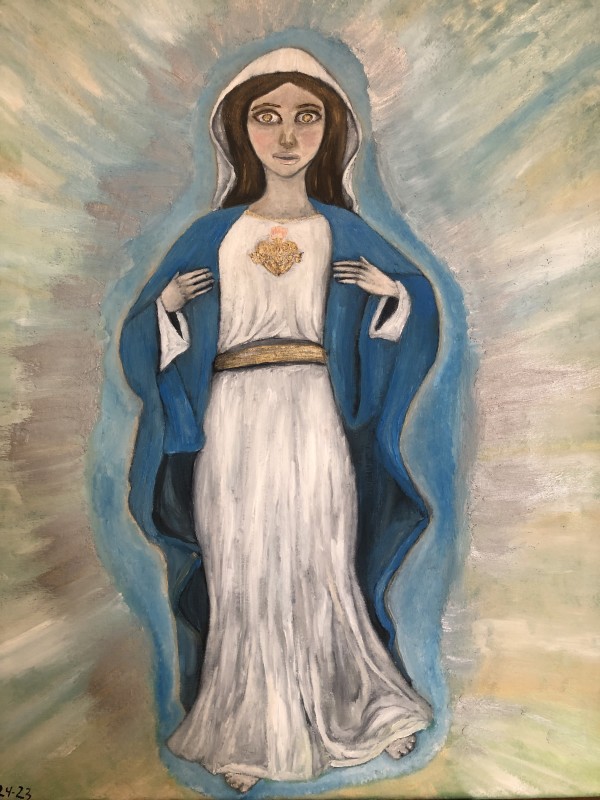 Virgin Mary painted in oil by Joshua Perez