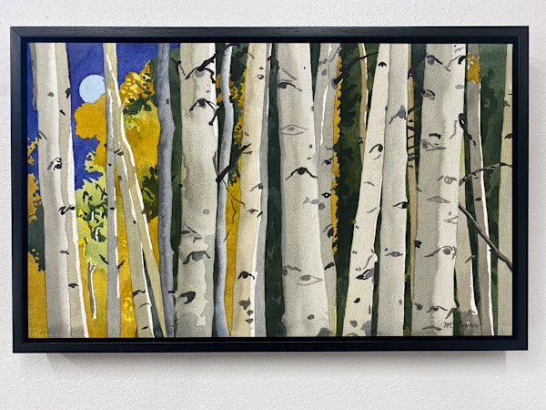 Full Moon Rising Among Aspens by Meredith Nemirov