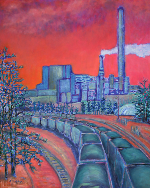 Coal Cars at Port Sheldon Power Plant (Port Sheldon II) by Elaine Dalcher