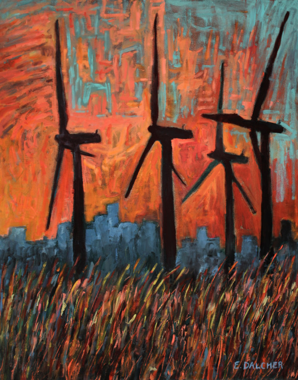 Midland County Wind Turbines I by Elaine Dalcher