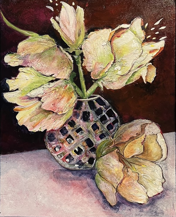 Magnolias in a vase by Brenda McDougall