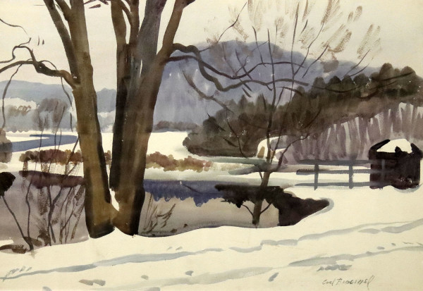 Mountain Valley Scene by Broemel Carl