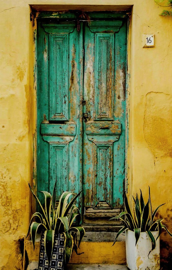 Rustic Teal Door - Athens, Greece by Jenny Nordstrom