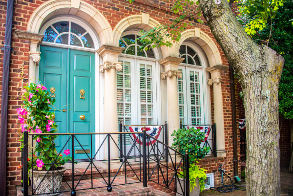 Row House with Teal Door - Old Town Alexandria, VA by Jenny Nordstrom