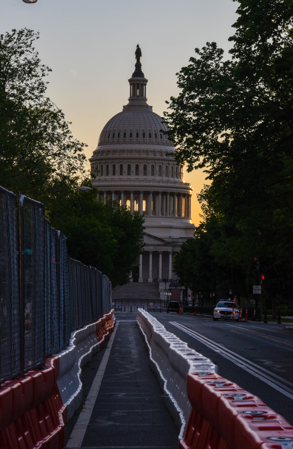 Capitol Building with Construction Barriers - Washington DC by Jenny Nordstrom