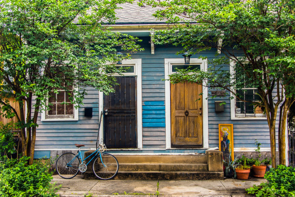 Double Door with Bicycle - New Orleans by Jenny Nordstrom