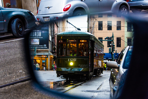 Trolley in the Rear View Mirror - New Orleans