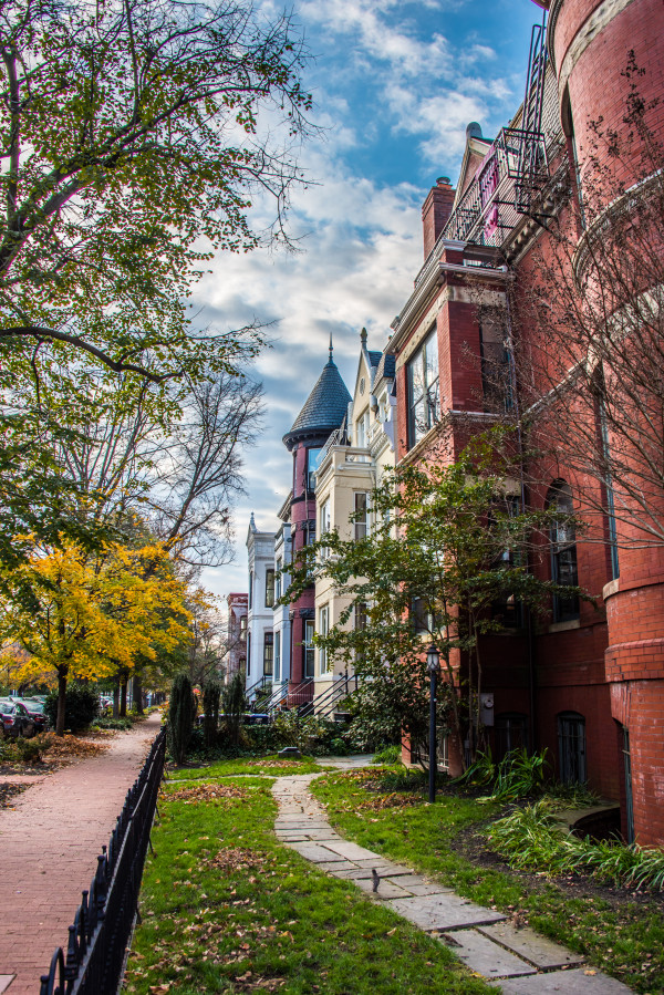 Capitol Hill Rowhouses & Pathway in the Fall - Washington DC by Jenny Nordstrom