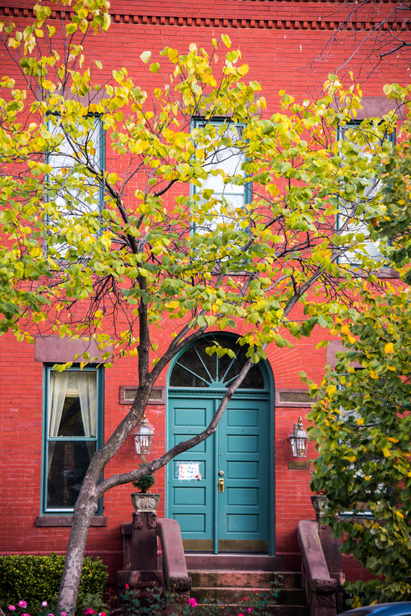 Teal Door in Autumn - Capitol Hill, Washington DC by Jenny Nordstrom