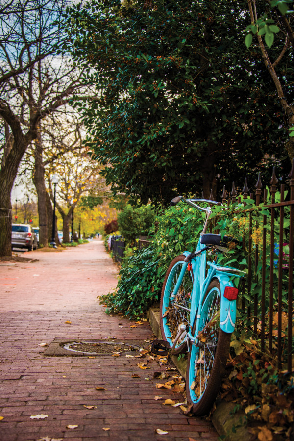 Blue Bike on the Sidewalk - Capitol Hill, Washington DC by Jenny Nordstrom