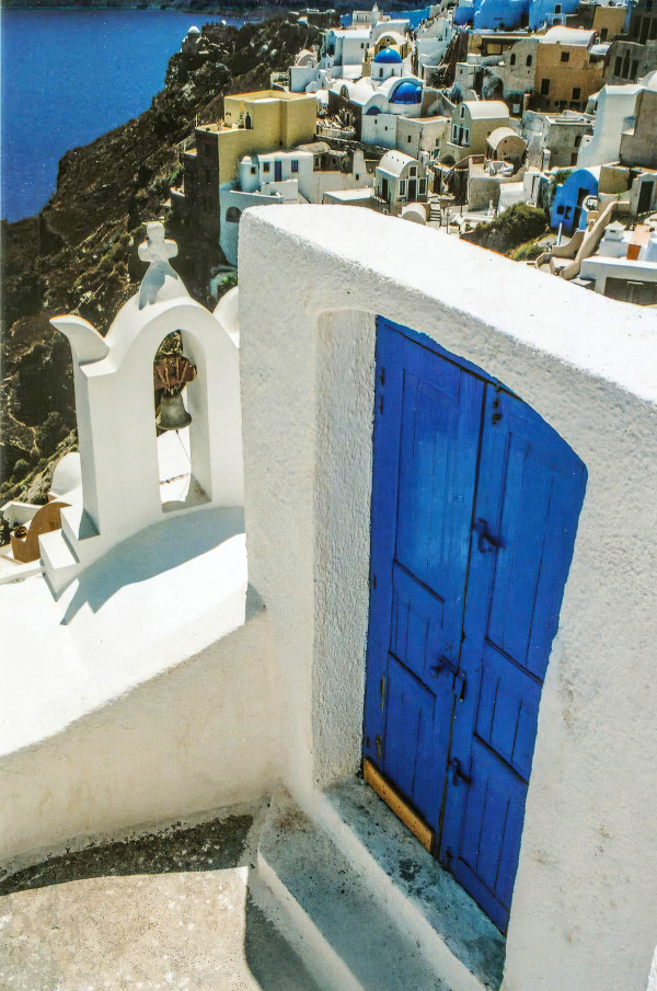 Blue Door in Santorini, Greece by Jenny Nordstrom
